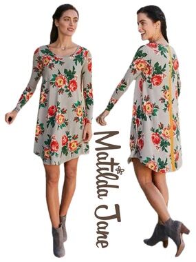 MATILDA JANE Say I’m A Dreamer Soft Floral Dress W/Yellow Ribbon Back Sz S